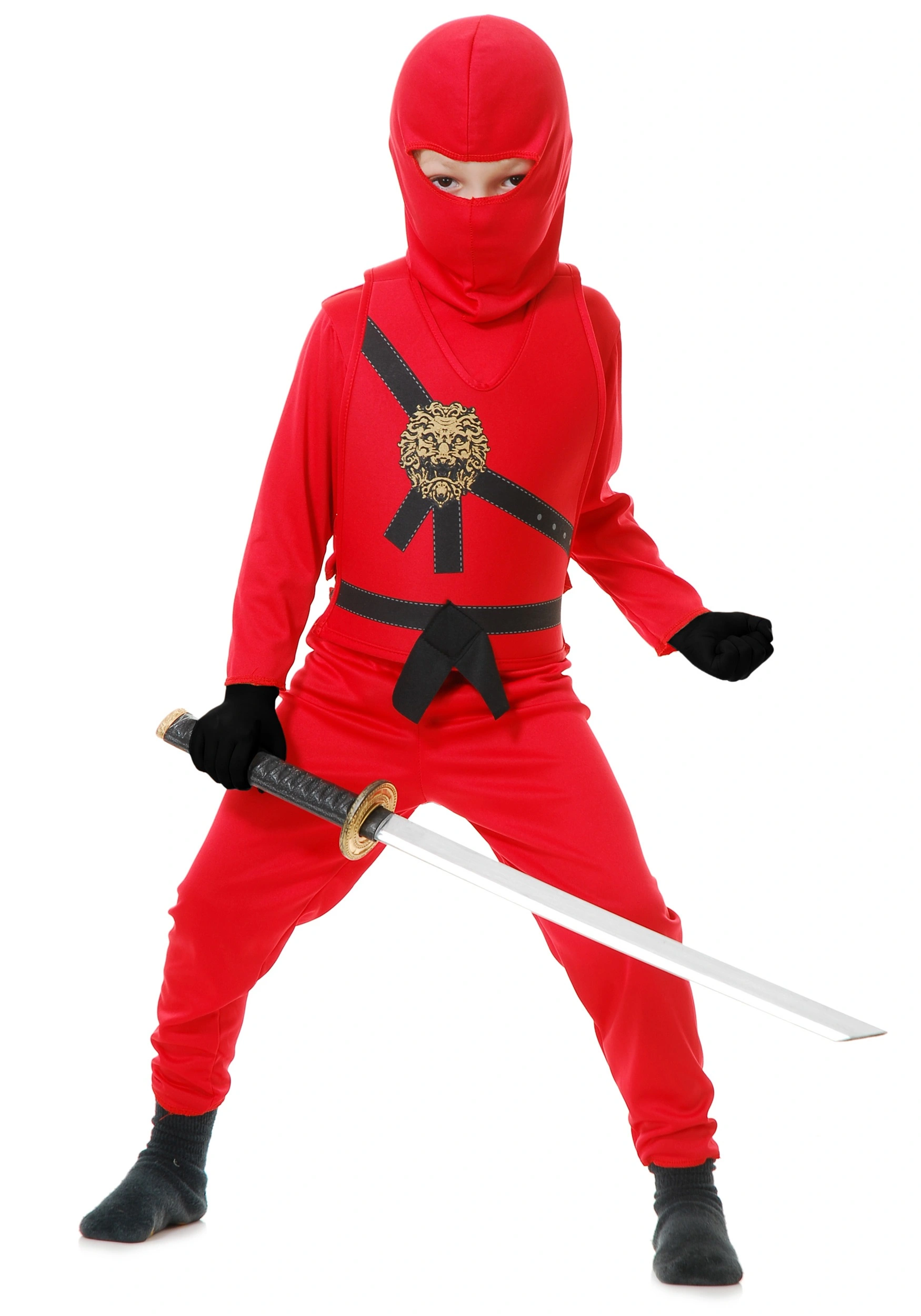 Charades Child Red Ninja Master Costume 3 Charades Child Red Ninja Master Costume