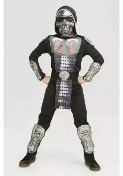 The Wholesale Group Light Up Iron Skull Kids Ninja Costume