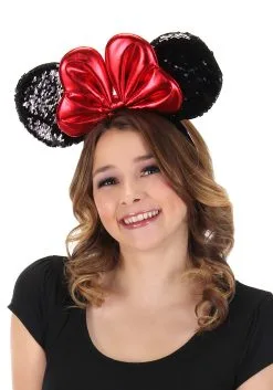 Elope Disney Minnie Sequin Ears Red Headband -Disney Costumes Sales minnie sequin ears headband alt 1