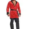 Underwraps Men's Red Velvet Plus Sized Smoking Jacket Costume