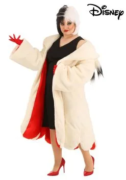Fun Costumes Cruella De Vil Coat Costume For Plus Size Women From Disney's 101 Dalmatians -Disney Costumes Sales plus size womens deluxe cruella de vil costume alt 4