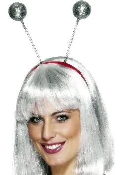 Smiffys Silver Alien Glitter Ball Boppers Headband