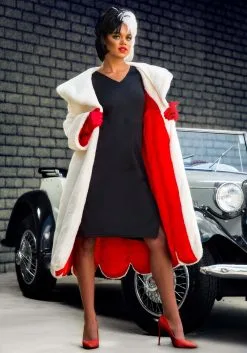 Fun Costumes Cruella De Vil Coat Costume For Women From Disney's 101 Dalmatians -Disney Costumes Sales womens deluxe cruella de vil costume alt 2