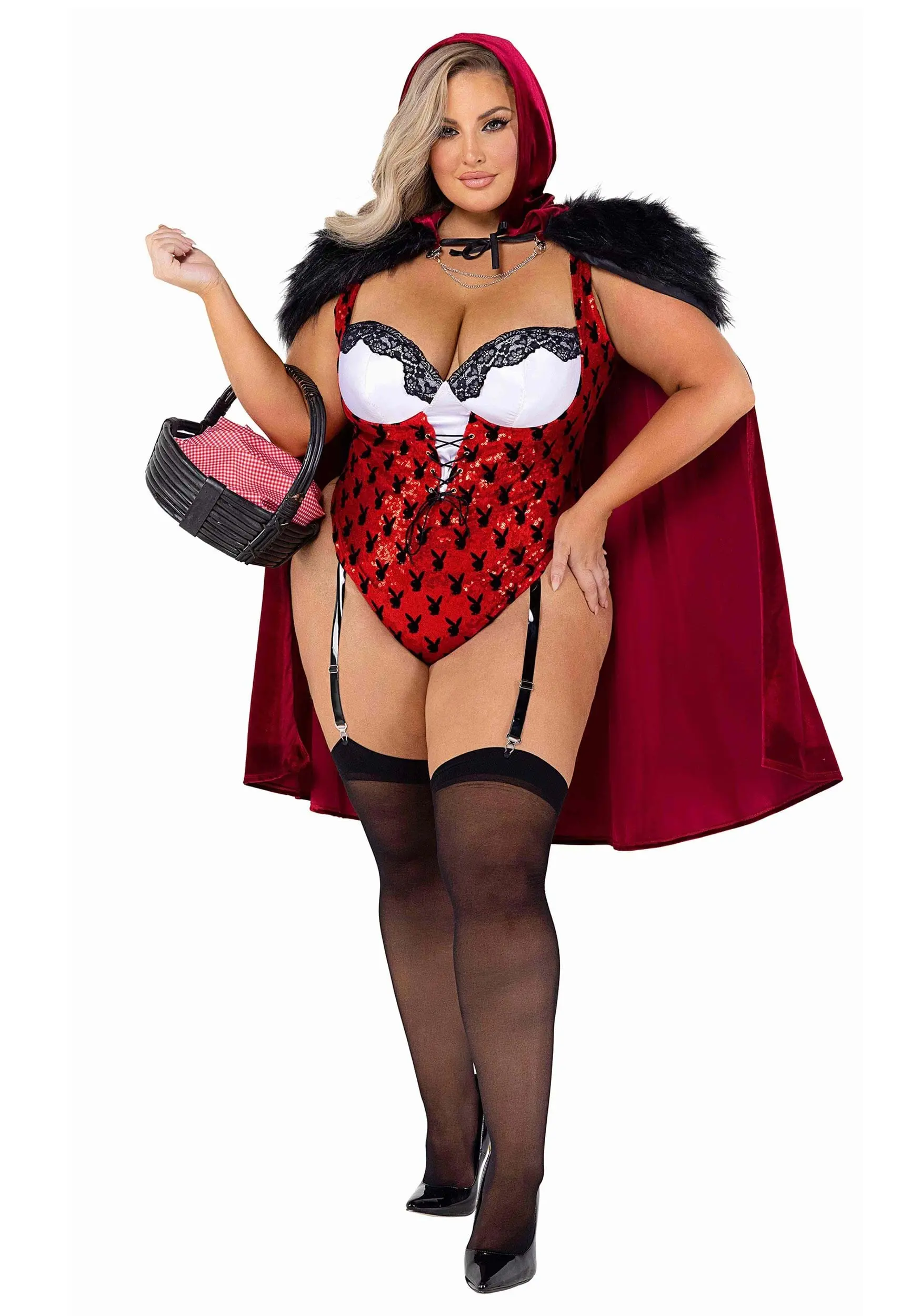 Roma Women's Plus Size Playboy Bunny Red Riding Hood Costume 3 Roma Women's Plus Size Playboy Bunny Red Riding Hood Costume