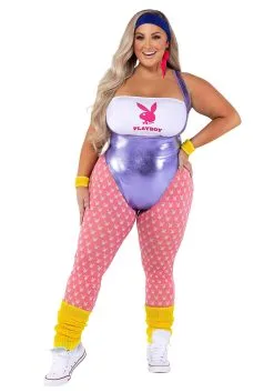 Roma Plus Size Womens Playboy 80s Workout Costume