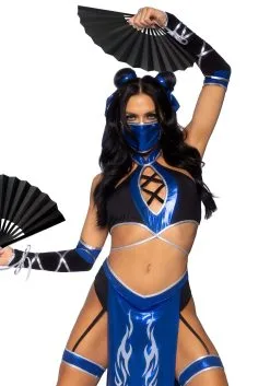 LEG AVENUE Sexy Blue Mortal Ninja Costume For Women 7 LEG AVENUE Sexy Blue Mortal Ninja Costume For Women -Disney Costumes Sales womens sexy blue mortal ninja costume alt 2