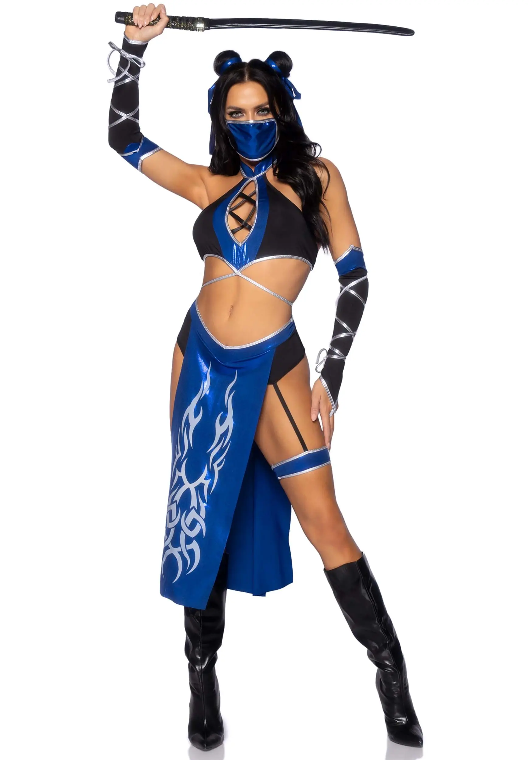 LEG AVENUE Sexy Blue Mortal Ninja Costume For Women 3 LEG AVENUE Sexy Blue Mortal Ninja Costume For Women